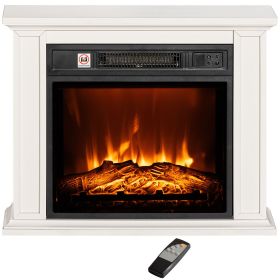 26" Freestanding Electric Fireplace with Mantel, 1400W Replaceable Fireplace Insert Heater with 3D Flame Effect, WHite