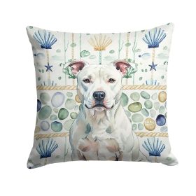 White American Staffordshire Terrier Coastal Sea Glass Throw Pillow Decorative Indoor Outdoor Accent Cushion for Couch, Bed or Patio, 18Hx18W
