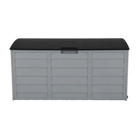 75gal 260L Outdoor Garden Plastic Storage Deck Box Chest Tools Cushions Toys Lockable Seat (Option: Black)