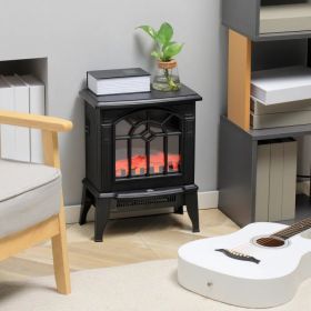 Electric Fireplace Stove, 18" Freestanding Fireplace Heater with Realistic Flame, Overheating Protection, Portable, 750W/1500W, Black (Option: default title)