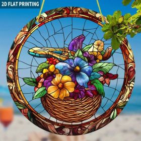 CIFbuy High Definition Printed Flower Basket Acrylic Hanging Ornament Transparent Home Garden Decor(TikTok, temu pick-up service) (Option: default title)
