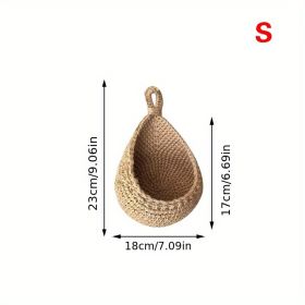 1pc Wall Hanging Basket; Bohemian Style Woven Basket; Creative Teardrop Shape Suitable For Vegetables And Fruits; Kitchen Storage Basket (Model: S)