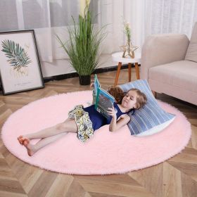 1pc, Plush PV Velvet Area Rug, 62.99", American Style Round Rug, Floor Deocr (Color: Pink, size: 62.99inch)