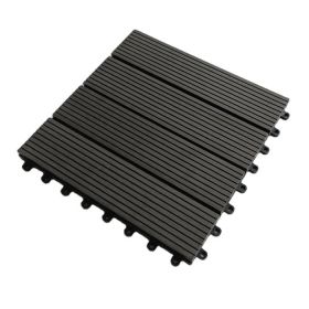 One box of 11 pieces, 300 * 300 * 22mm per piece Outdoor garden floor tiles Pool wood plastic DIY buckle splicing wpc (Color: Black)